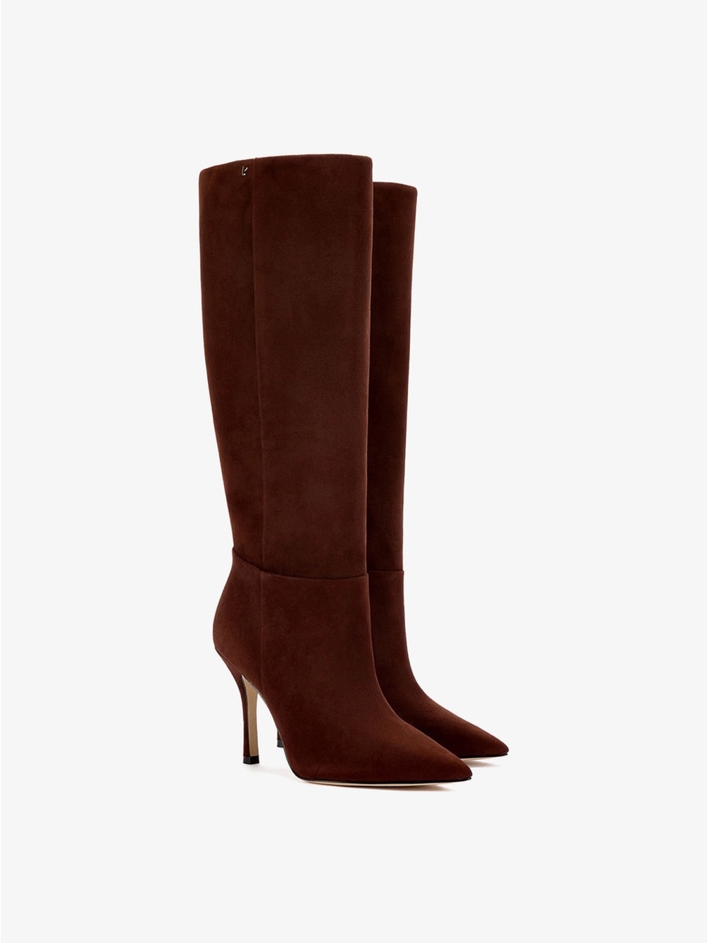 Larroude Kate boot Dark Brown Suede Pointed-Toe Knee-High Boot